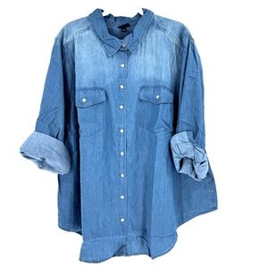 NEW Torrid Lizzie Chambray Button-Up Shirt Women's 3XL Cowgirl Landman Western